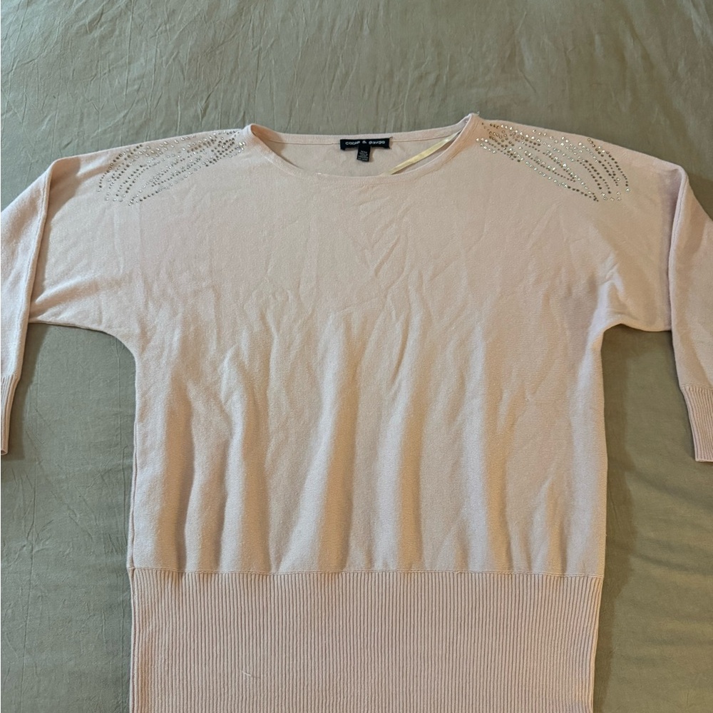 Light Pink Sweater with Rhinestone and Stud Detailing